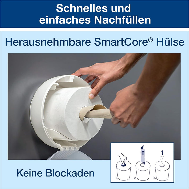 Tork SmartOne® Mini Doppelrollenspender für Toilettenpapier Weiss T9, Hohe Kapazität, Elevation Lini