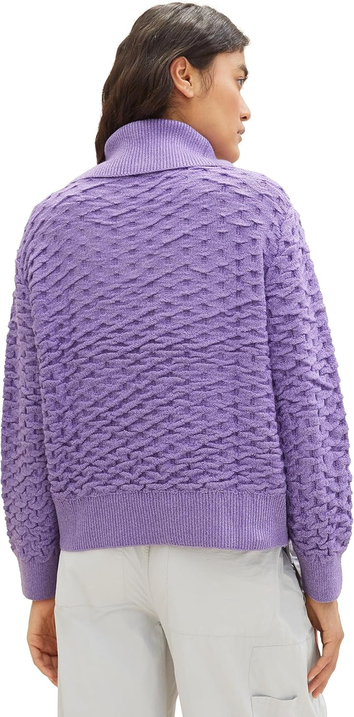 TOM TAILOR Denim Damen Basic Troyer Pullover L 32255-lilac, L 32255-lilac