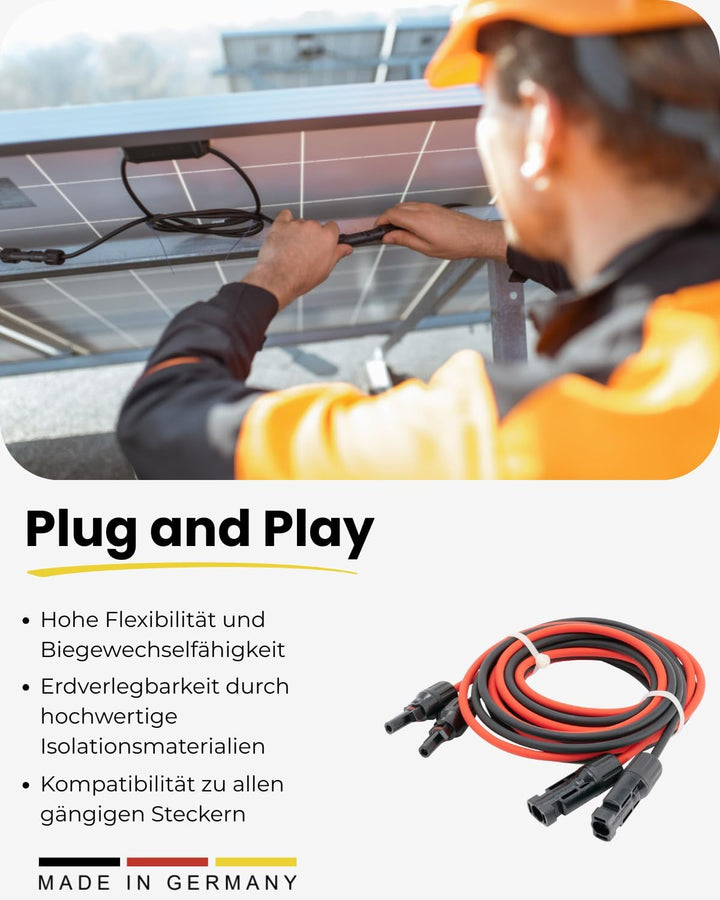 Premium Verlängerungskabel 4mm² inkl. Solarstecker 2x4m – TÜV Rheinland geprüft – UV-beständig & fle