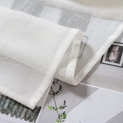 MIULEE 2er Set Voile Vorhang Sheer Leinenvorhang mit Ösen Transparente Leinen Optik Gardine Ösenscha