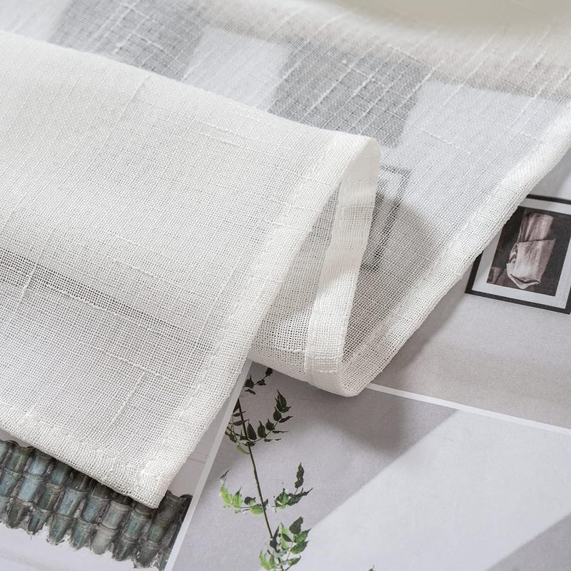 MIULEE 2er Set Voile Vorhang Sheer Leinenvorhang mit Ösen Transparente Leinen Optik Gardine Ösenscha