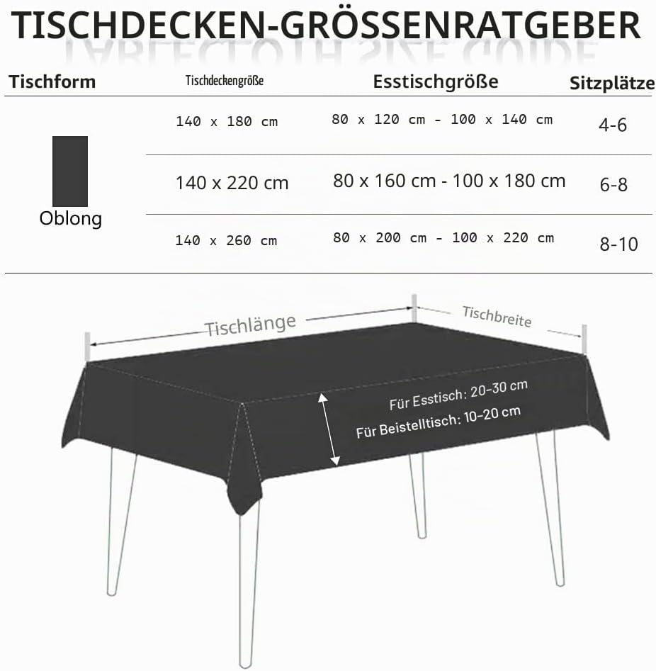 Fleckenabweisende Tischdecke rechteckig aus Baumwollleinen mit Quastenrand abwischbar aus Pulver für