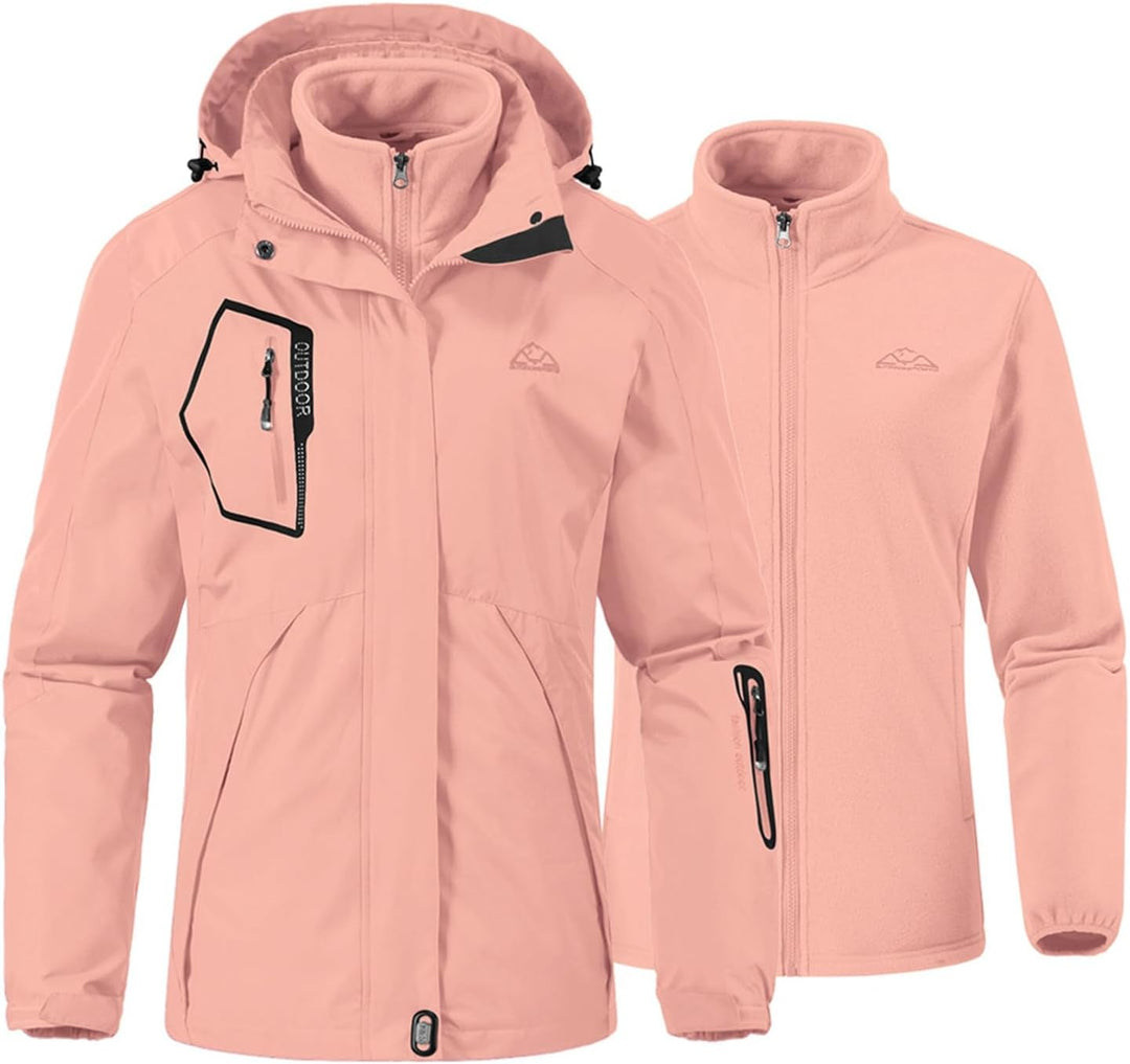 YSENTO Damen 3-in-1 Skijacke Winter FleeceJacke Wasserdichte Winddichte Warme Funktions Outdoor Soft
