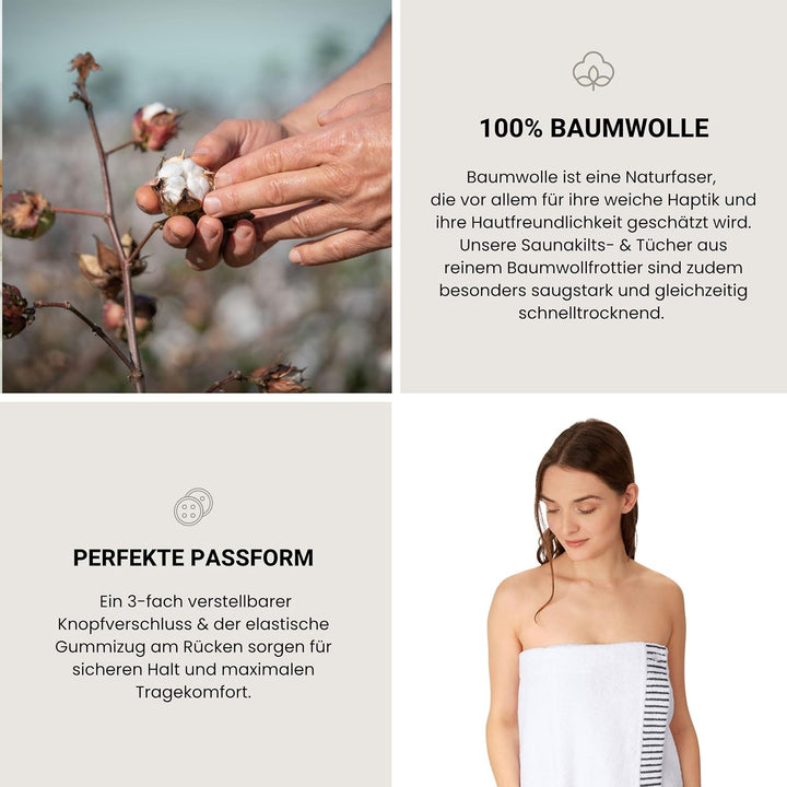 Schiesser Frottier Saunakilt Rom für Damen | 100% Baumwolle aus nachhaltiger Produktion | weich, sau