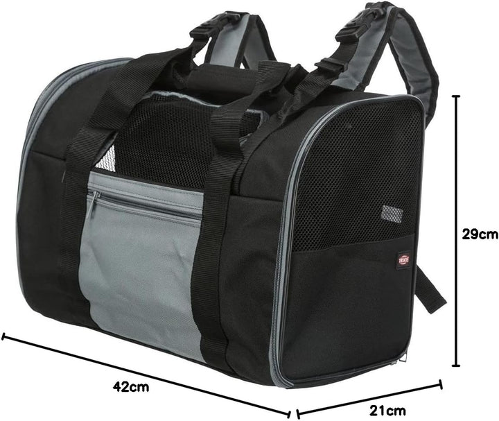 Trixie 2882 Rucksack Connor, 42 × 29 × 21 cm, schwarz/grau, schwarz/grau