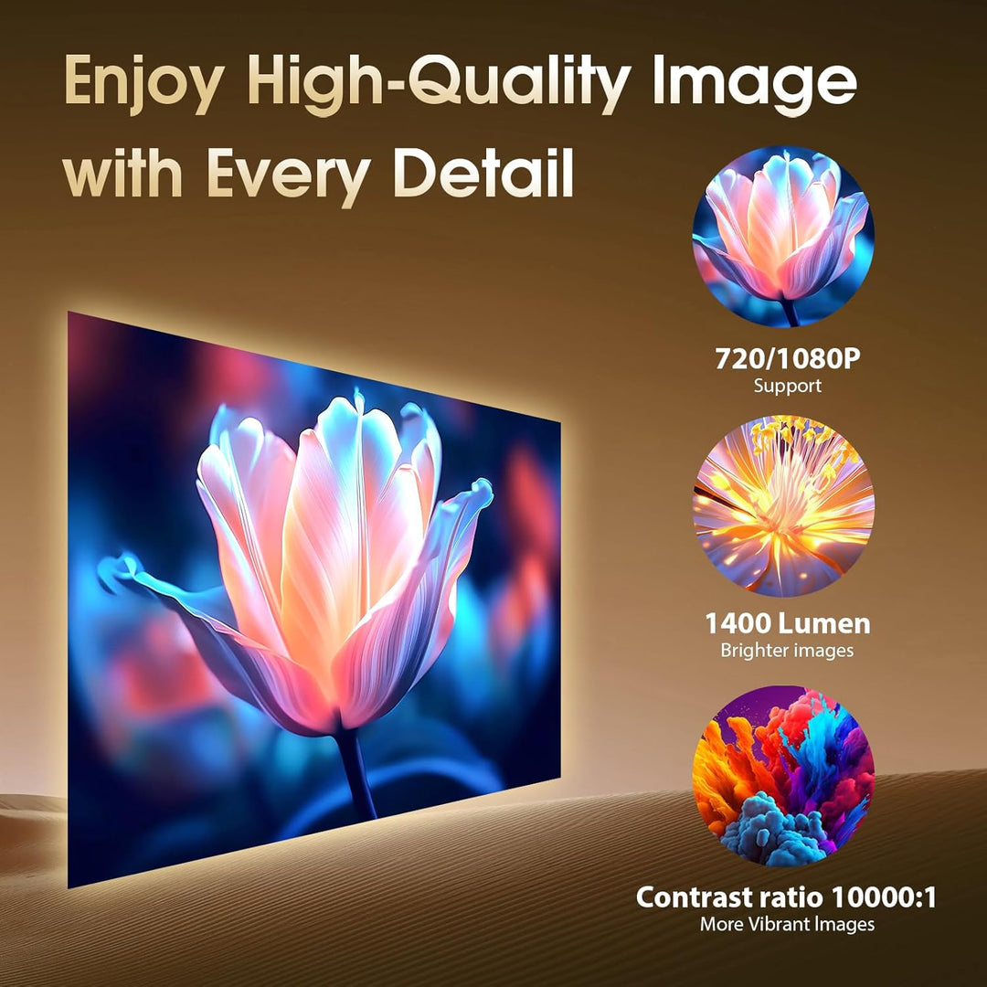 [Bulit-in App] 2024 Mini Beamer 1920*1080P FHD 4K Mini Projektor Dual Control mit Maus Android TV Wi