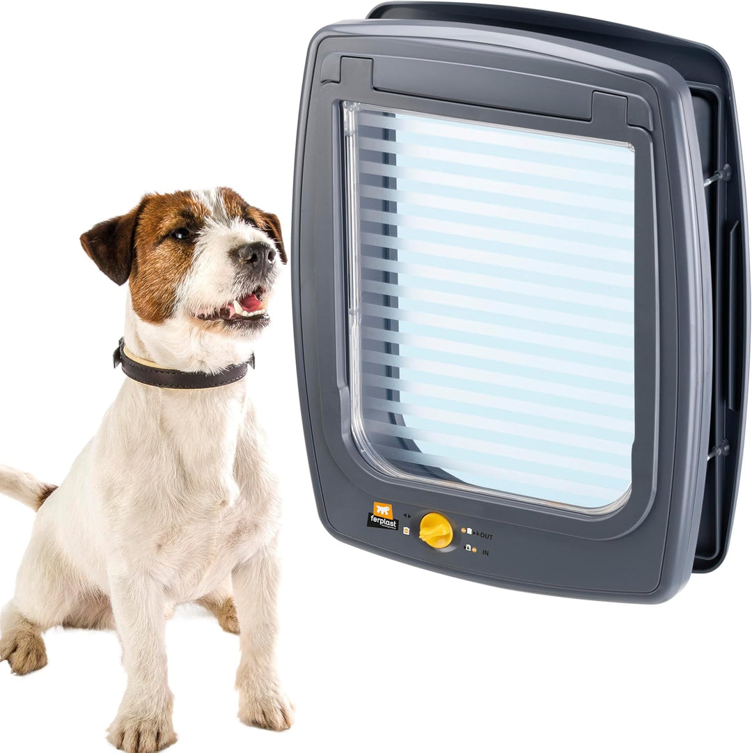 Ferplast Hundeklappe mittelgrosse Hunde, Katzenklappe, Haustiertür 4-Wege steuerbarer Ein- und Ausga