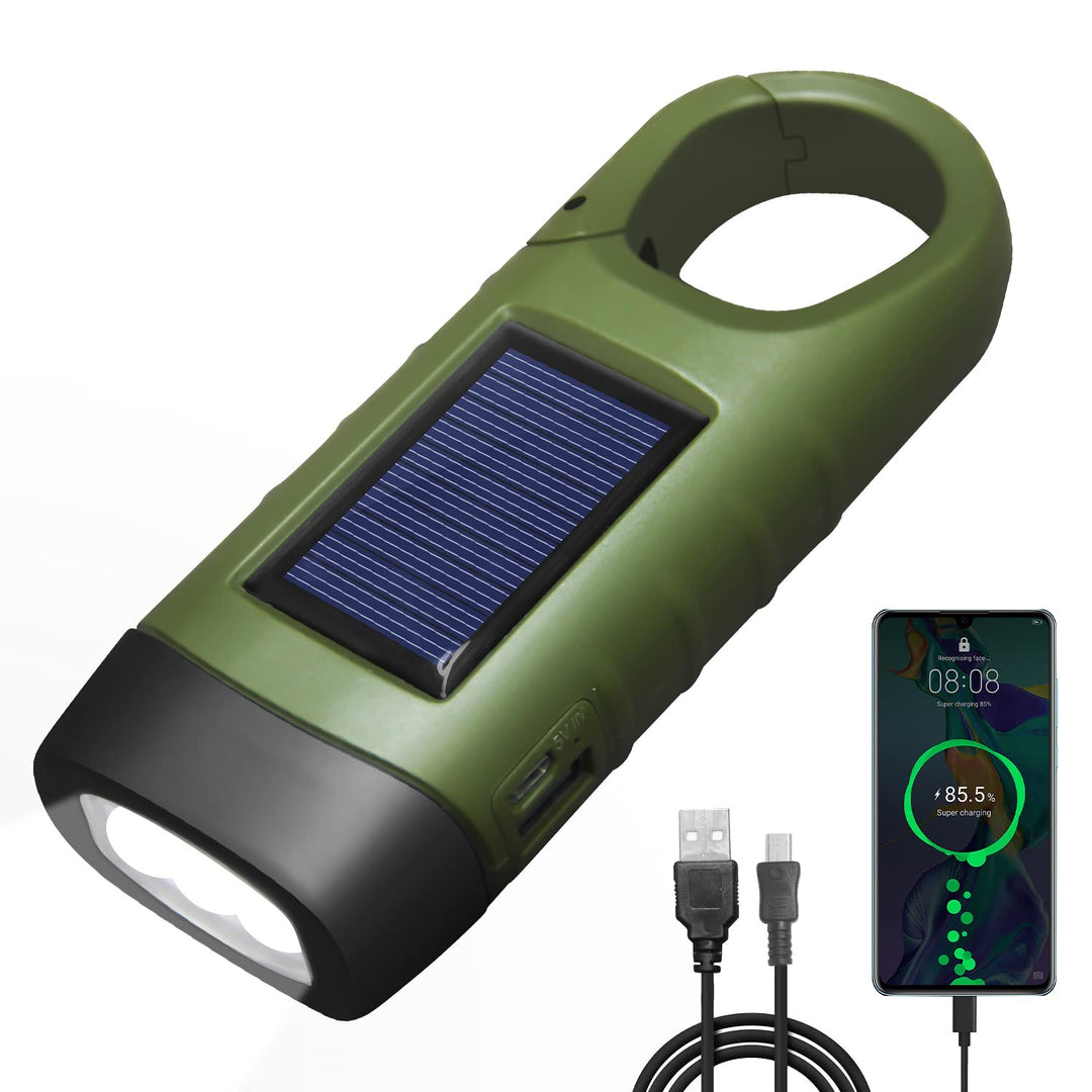 LED Taschenlampe USB Aufladbar, LED Taschenlampe für Aufladen Telefon, Kurbeltaschenlampe, Solar Tas