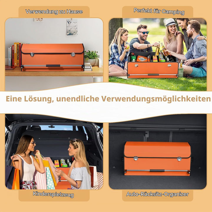 Auto Kofferraum Organizer mit Deckel und Stabiler Push-Pull-Griff, 60L Grosse Faltbare Fahrzeug Stor