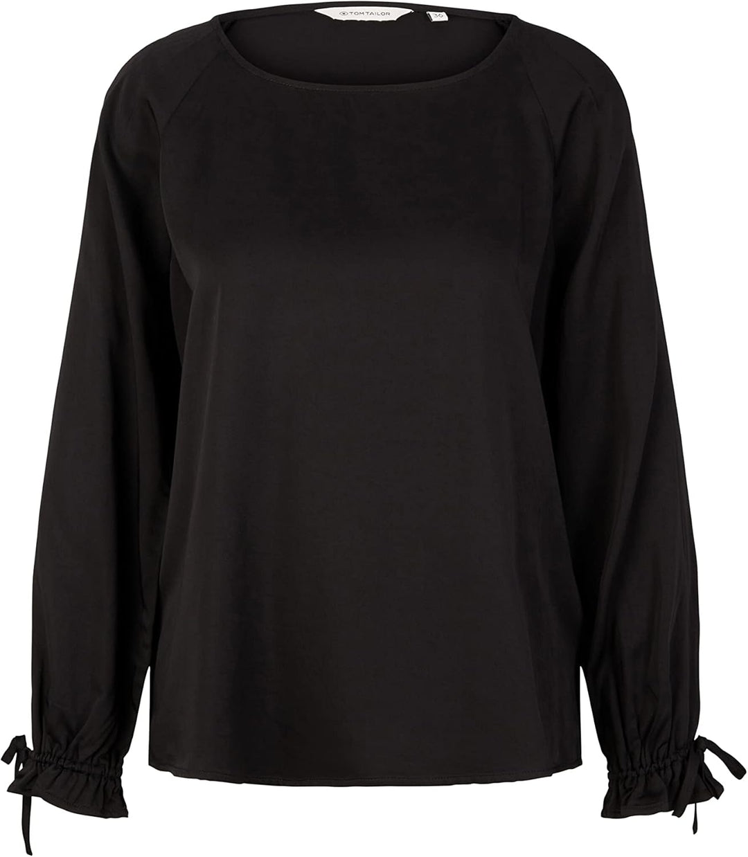 TOM TAILOR Damen Bluse mit Schleife am Ärmel 32 14482 - Deep Black, 32 14482 - Deep Black