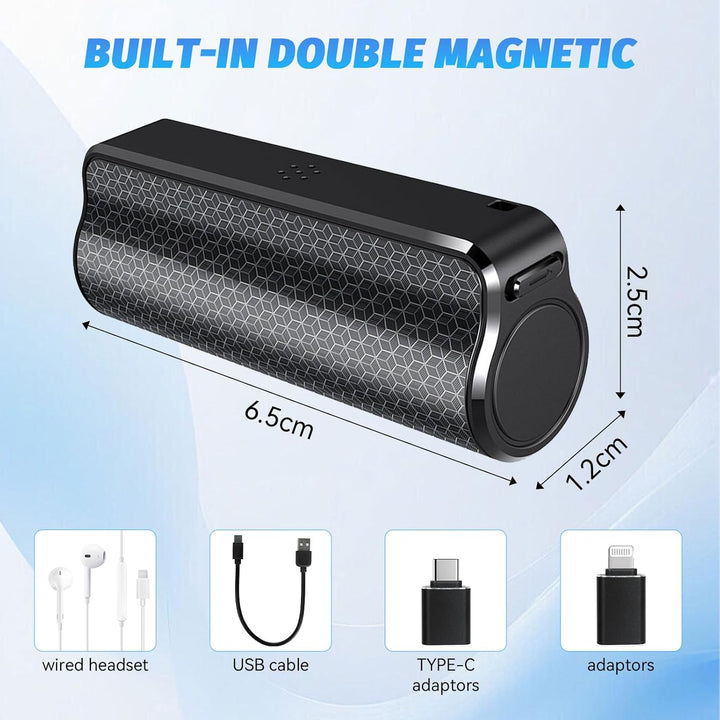 Diktiergerät Mini - 128 GB Diktiergerät Magnetisches 1536 Kbps mit One-Touch-Aufnahme, Mini-Audio-Re