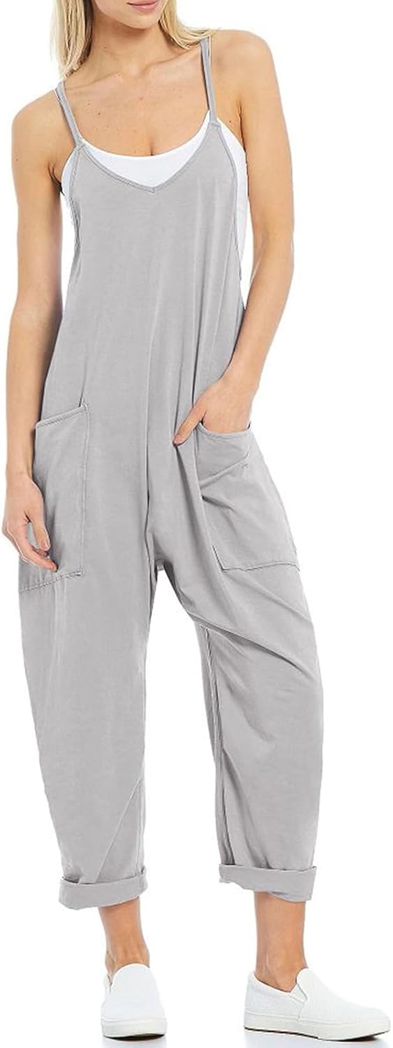 VUTRU Stylischer Damen Sommer Overall – Ärmelloser Jumpsuit mit lockerer Passform,V-Ausschnitt,trend