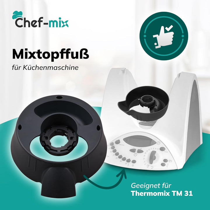 TM 31 Mixtopffuss Schwarz Ersatz für Vоrwerk Thermоmix Mixtopf Unterteil TM31 - Kunststoff Behälteru