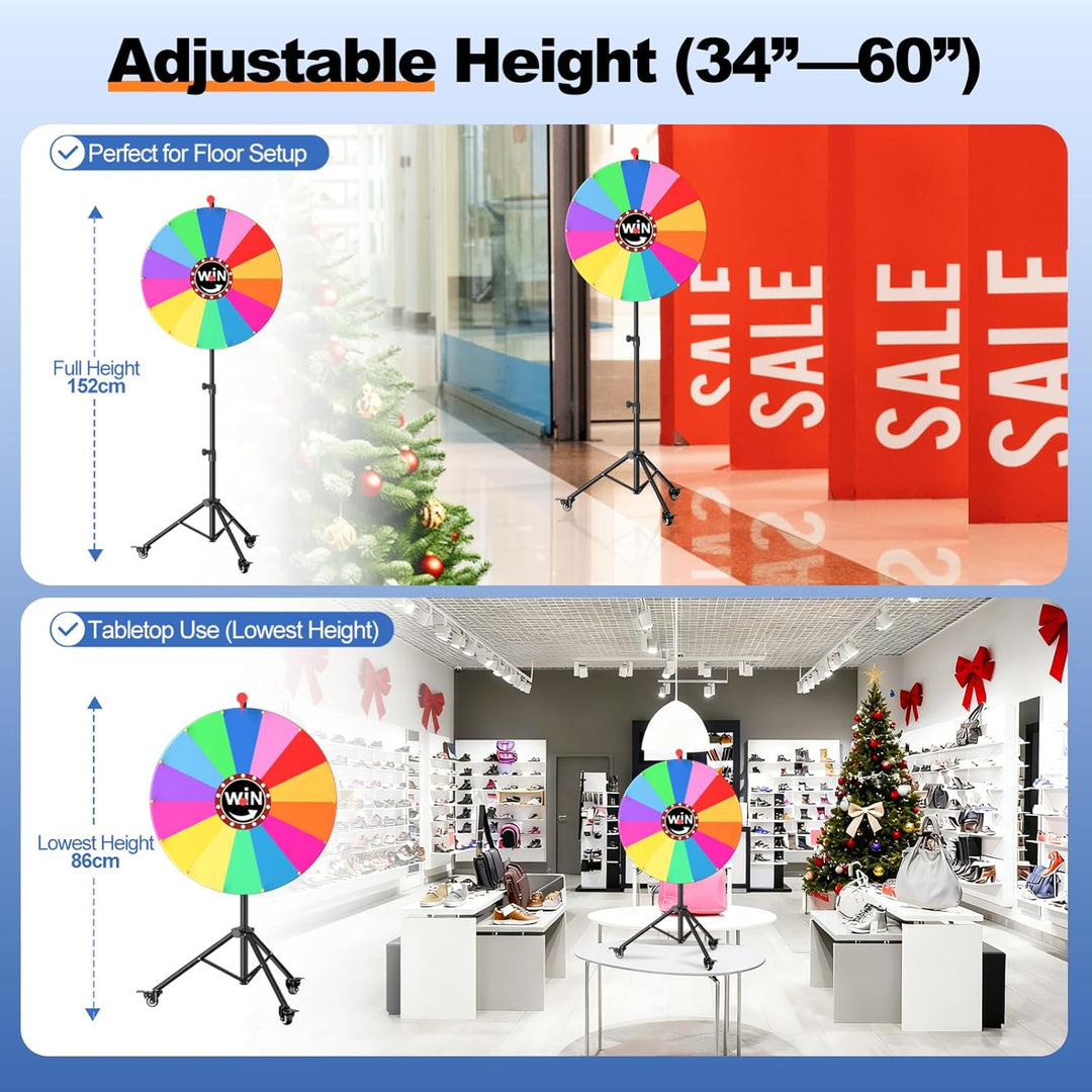 61 cm Glücksrad, 14 Farben Abnehmbarer Drehendes Preisrad mit 360°-Drehrollen, EMART Glücksrad zum D