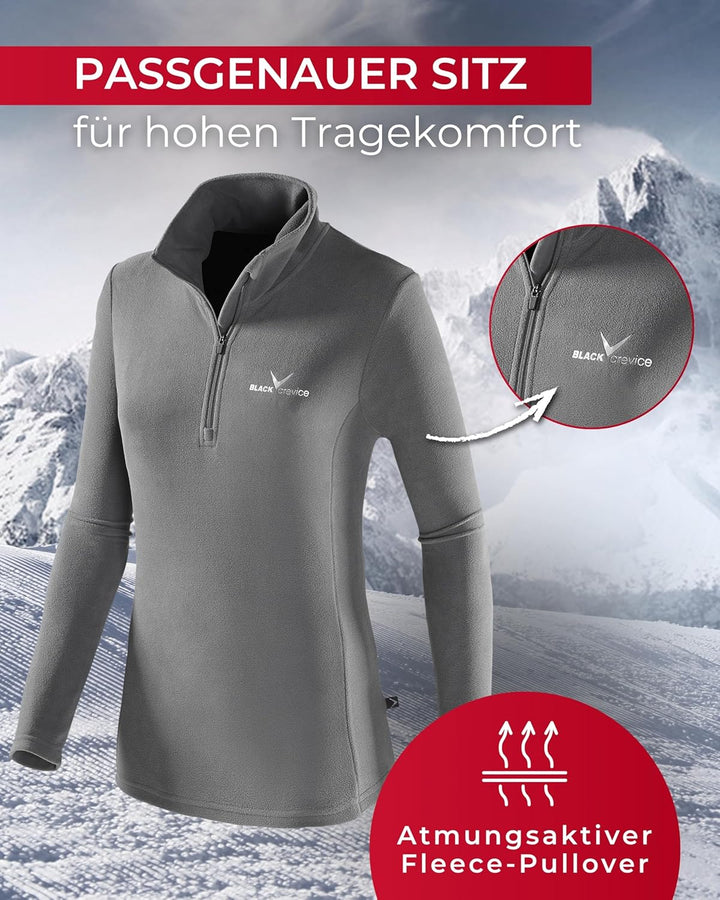 Black Crevice Damen Fleece-Skirolli I Ski-Pullover für Damen Grössen I Damen-Funktionsshirt I Damen