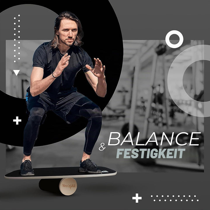 Yes4All Indoorboard aus Holz, Surf Balance Board mit glatter Oberfläche und Rolle für alle Trainings