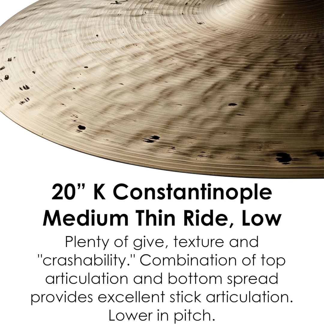 Zildjian K Constantinople Series - 20" Medium Thin Low Ride Cymbal, Mehrfarbig 20 Zoll Thin Low, 20