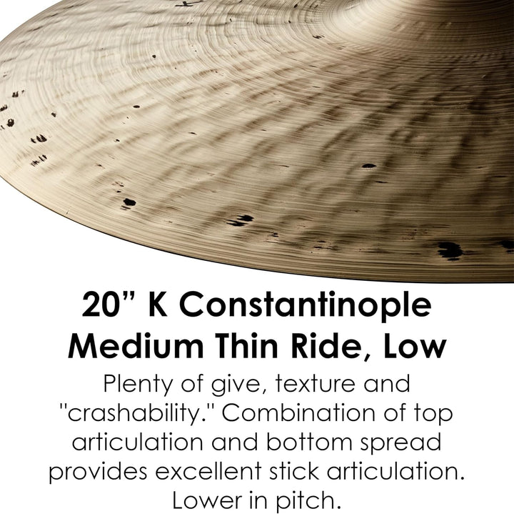 Zildjian K Constantinople Series - 20" Medium Thin Low Ride Cymbal, Mehrfarbig 20 Zoll Thin Low, 20