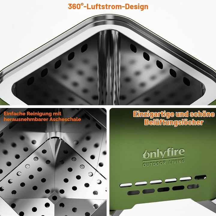 Onlyfire 2 in 1 Tischkamin Outdoor, Mini Feuerschale für den Garten, Feuerstelle Klein für Holz und