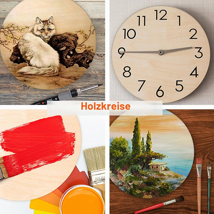 JMIATRY 20 Stück Holzscheiben 30 cm Durchmesser, Holzplatte Rund 30cm - 3 mm dicke, Runde Sperrholzp
