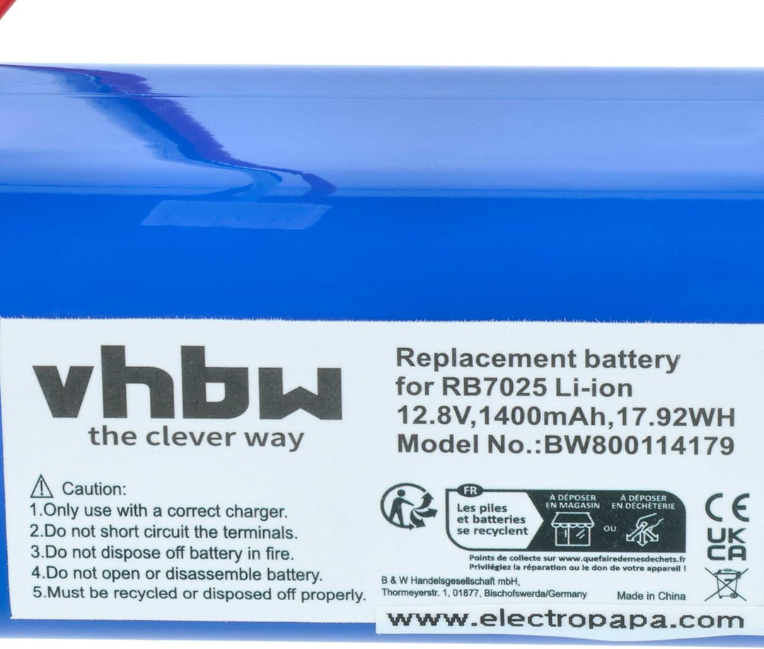 vhbw Akku kompatibel mit Severin Chill RB 7720, RB 7022 Home Cleaner Heimroboter (1400 mAh, 12,8 V,