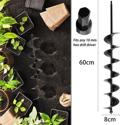 Gartenbohrer Erdbohrer für Bohrmaschine 8x60cm Garten Schnecken Spiralbohrer Schnurlos Handbohrer Gr