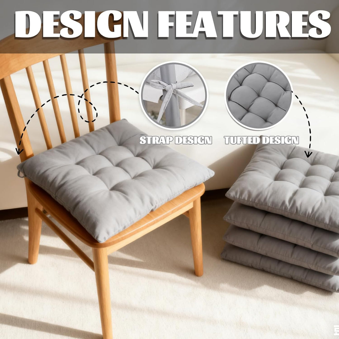 DAJAVE 8er Set Sitzkissen Stuhlkissen 40x40 cm – Memory Foam Sitzpolster Orthopädisch für Bürostuhl,