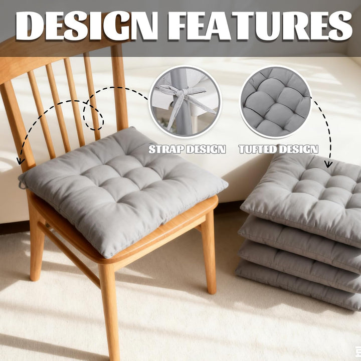 DAJAVE 8er Set Sitzkissen Stuhlkissen 40x40 cm – Memory Foam Sitzpolster Orthopädisch für Bürostuhl,