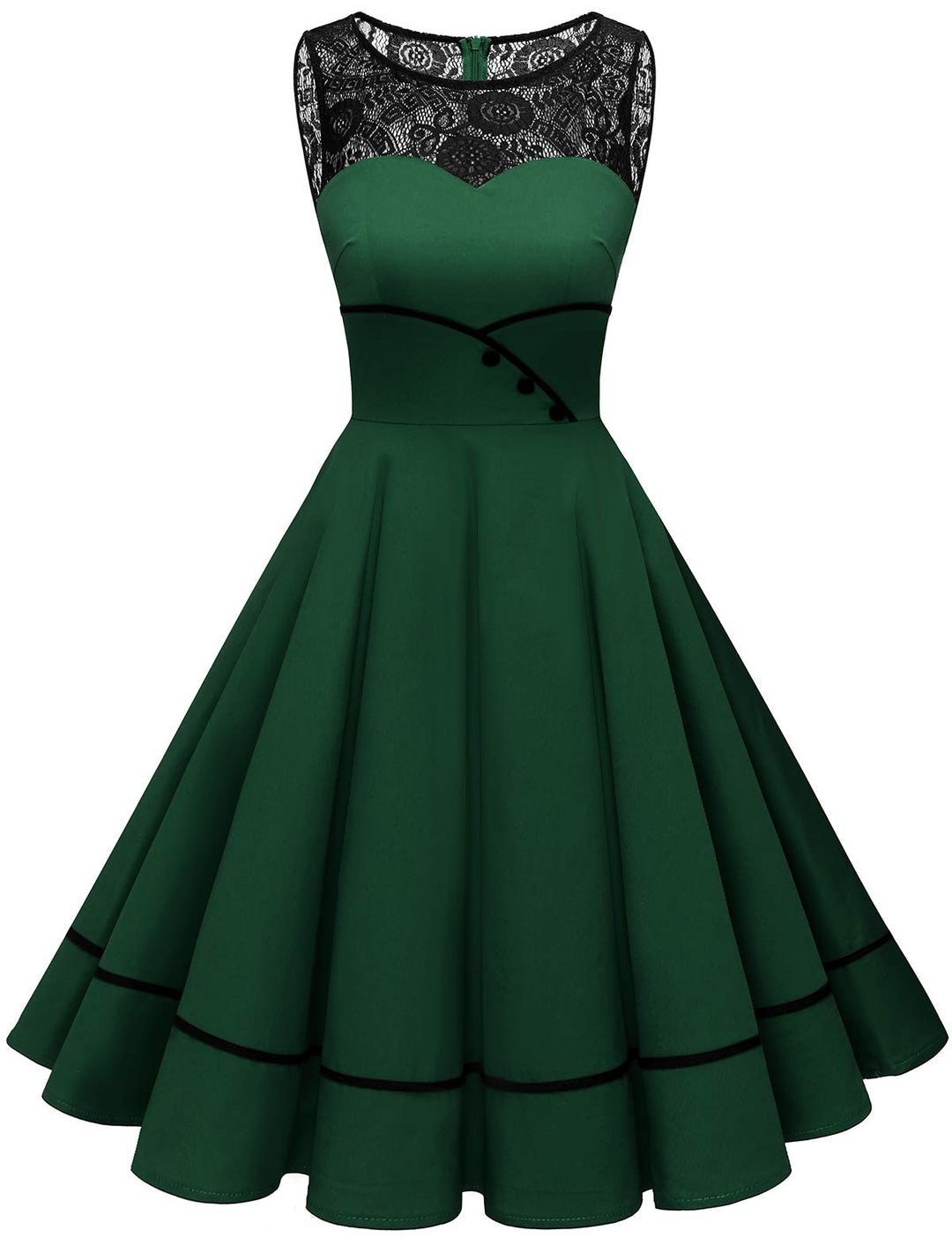 Bbonlinedress Damen Cocktailkleid Rockabilly Spitzenkleid 50er Retro Vintage Faltenrock Elegant Ärme