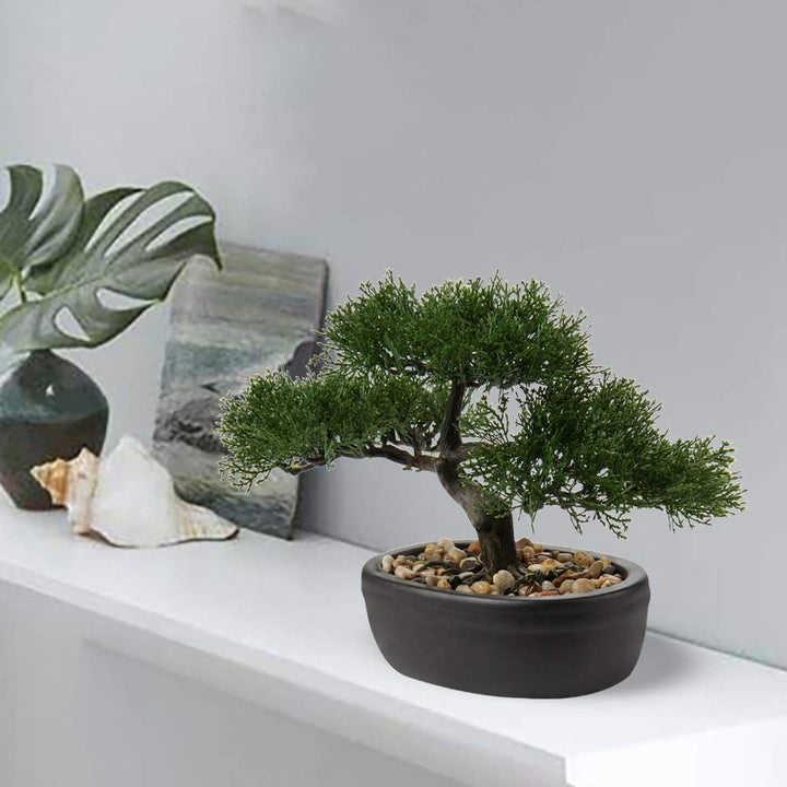 Briful Kunstbonsai Naturgetreue Künstliche Pflanze Kunstbaum Bonsai Zeder Kiefer Podocarpus Plastik