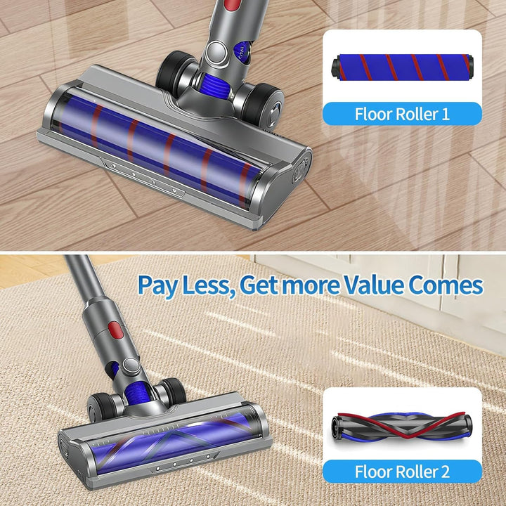 Bürste kompatibel für Dyson V7, V8, V10, V11, V15, Bürste mit 4-LED-Leuchten, Bürste mit 2 Ersatzrol