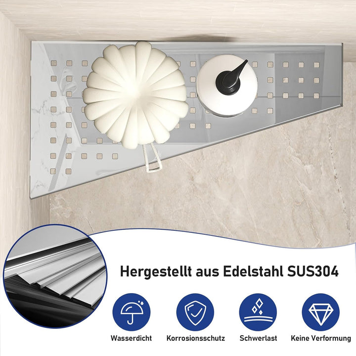 Wandablage 304 Edelstahl, Duschablage ohne Bohren mit Quadratloch | Modernes Schwebendes Design für
