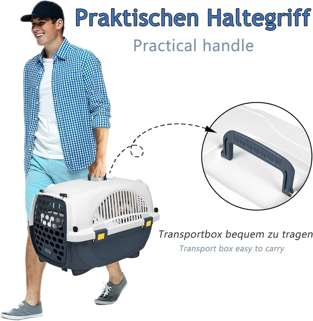 Suusolny 61x37x37 cm Katzentransportbox Transportbox Katze aus Kunststoff Hunde Transportboxen mit F