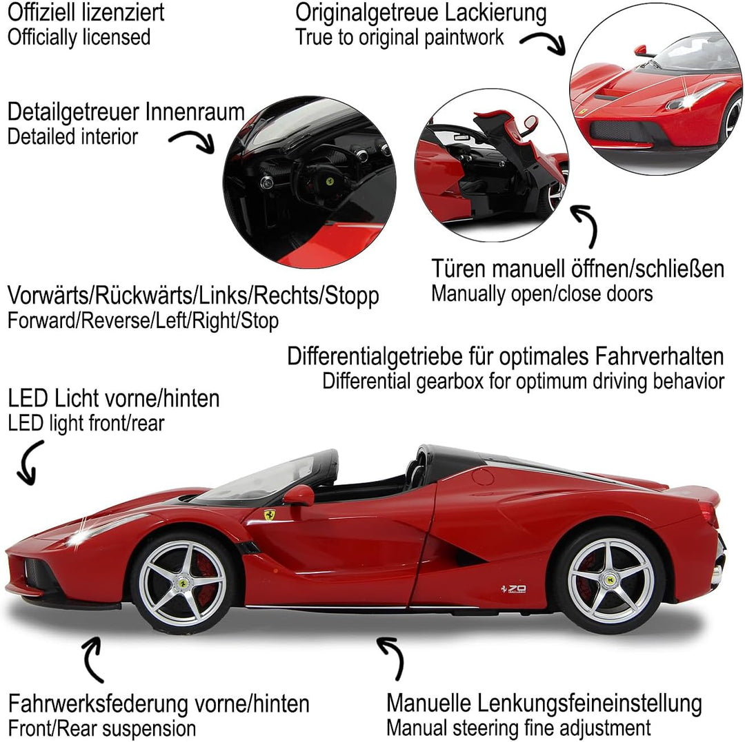 JAMARA 405150 - Ferrari LaFerrari Aperta 1:14 27MHz Driftmodus - Türen öffnen, offiziell lizenziert,
