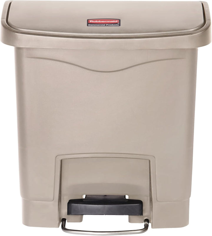 Rubbermaid Commercial Products Slim Jim 1883455 15 Litre Front Step Step-On Resin Wastebasket - Beig
