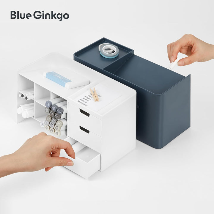 BLUE GINKGO Hive Stack Desk Organizer – Stapelbarer Stiftehalter, Schreibtischorganizer mit Schublad