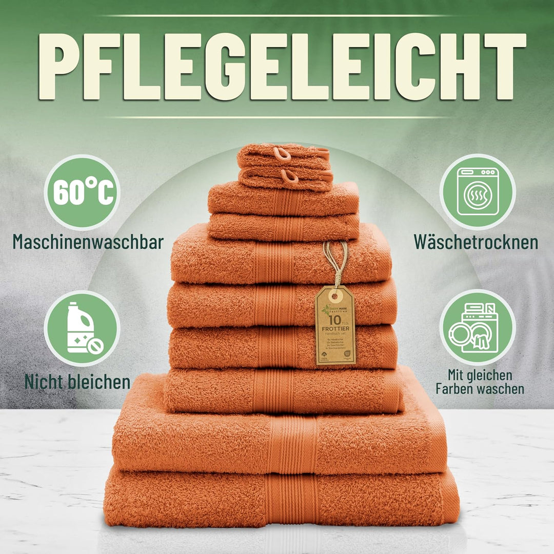 GREEN MARK Textilien 10 TLG. FROTTIER Handtuch-Set mit verschiedenen Grössen 4X Handtücher, 2X Dusch