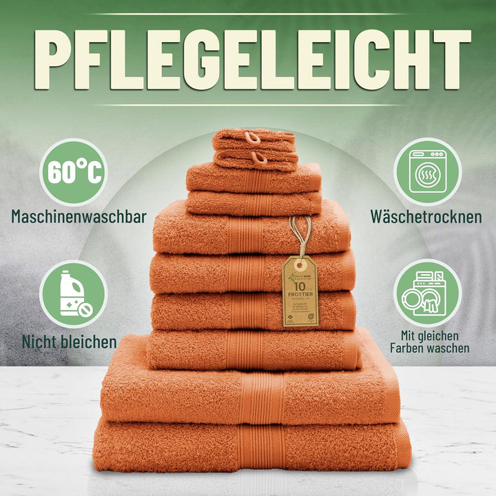 GREEN MARK Textilien 10 TLG. FROTTIER Handtuch-Set mit verschiedenen Grössen 4X Handtücher, 2X Dusch