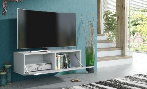 meble masztalerz TV Hängeschrank Weiss Hochglanz 100 cm, Lowboard, TV Schrank, Wohnzimmer Möbel Weis