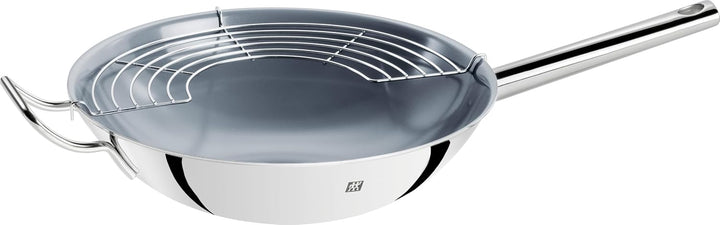 ZWILLING Plus Wok, Antihaftbeschichtung, Inkl. Glasdeckel und herausnehmbaren Gittereinsatz, Mit lan
