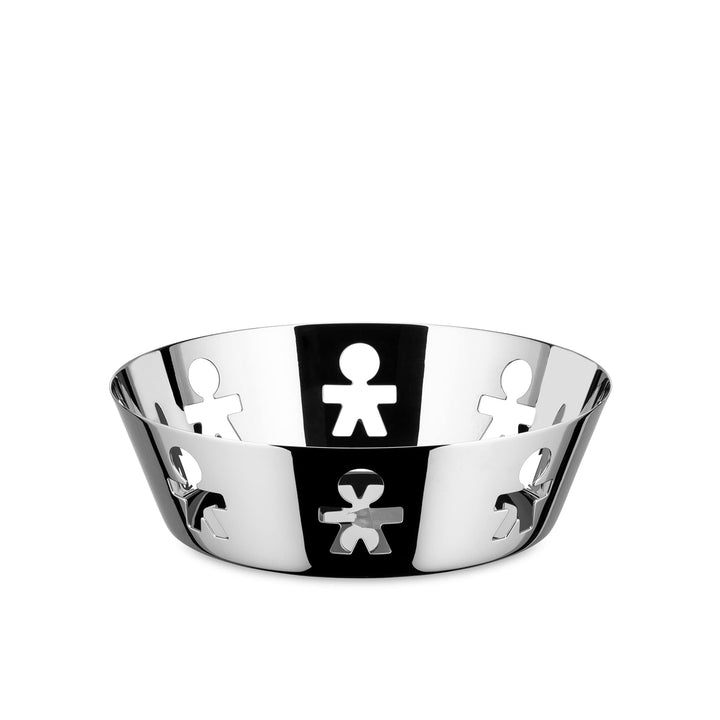 Alessi Girotondo |AKK03 Designkorb mit dekoriertem Rand, Edelstahl, poliert, Silber, 8 x 19 x 43 cm,
