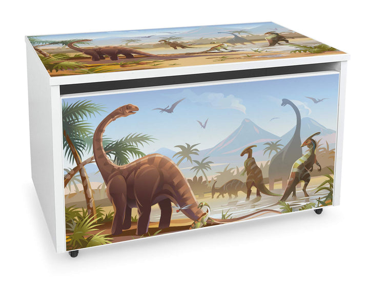 Leomark Holzspielzeugkiste auf Rädern, Höhe: 46 cm, Sitzbank mit Stauraum, Spielzeugkiste mit Deckel