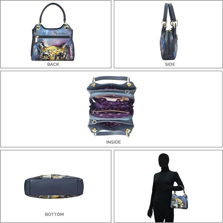 Anuschka Handbemalte Hobo aus Echtleder mit Kettenriemen Abstract Leopard, Abstract Leopard