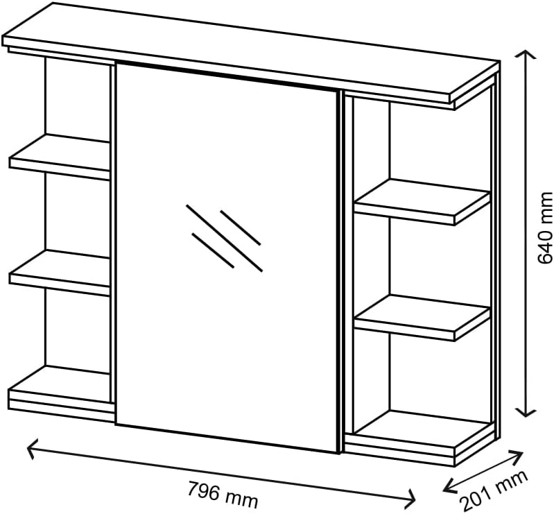 Vicco Bad Spiegelschrank Aquis, Anthrazit/Sonoma, 79 x 64 cm Anthrazit Spiegelschrank, Anthrazit Spi