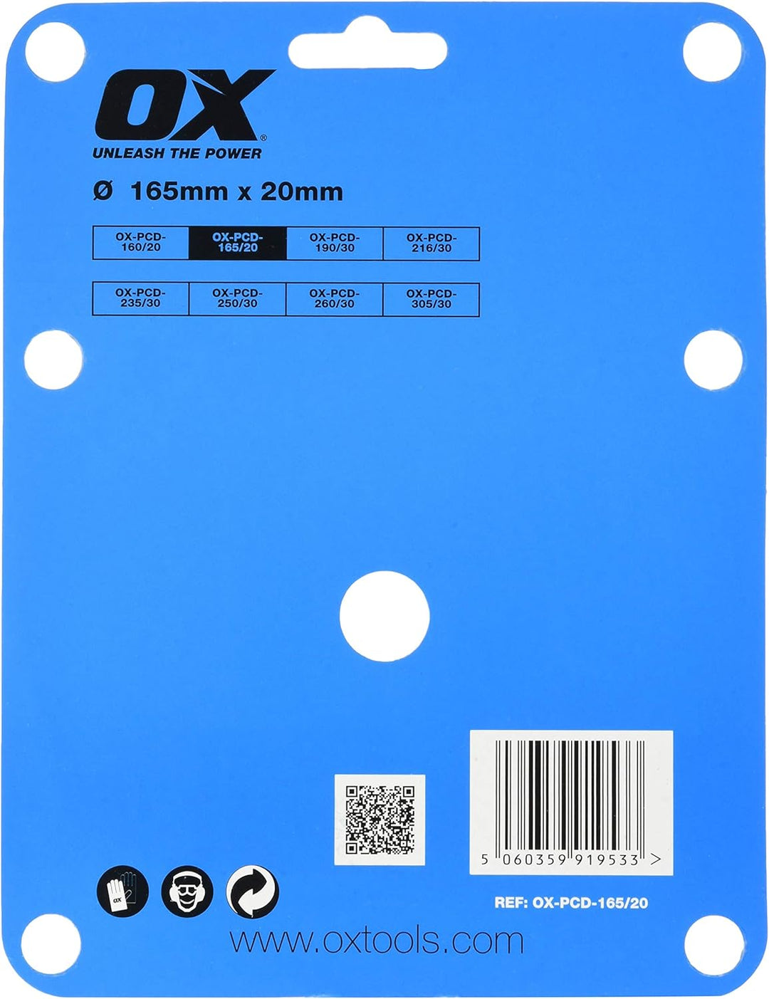 OX Fibre Cement Cutting Blade - 4 Teeth - 165/20mm, 165/20mm
