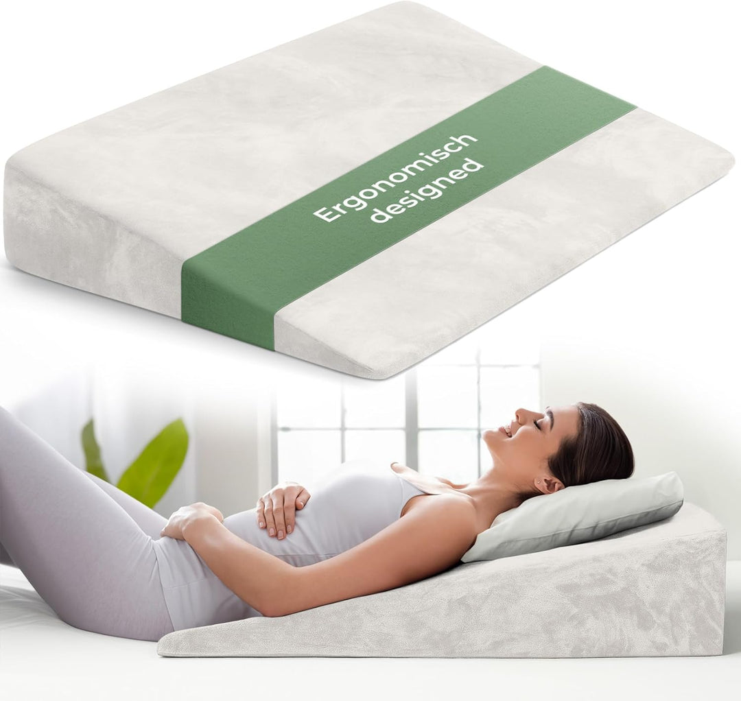 Keilkissen für Bett und Couch, Matratzenkeil, Reflux Kissen [mit 2 Liegezonen], Lesekissen zur Schla