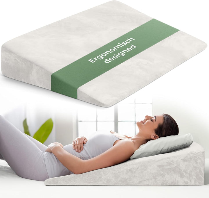 Keilkissen für Bett und Couch, Matratzenkeil, Reflux Kissen [mit 2 Liegezonen], Lesekissen zur Schla
