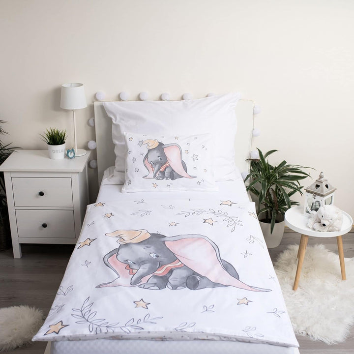 Jerry Fabrics Baby-Bettwäsche Dumbo Stars, 100% Baumwolle, Bettbezug 100 x 135 cm und Kissenbezug 40