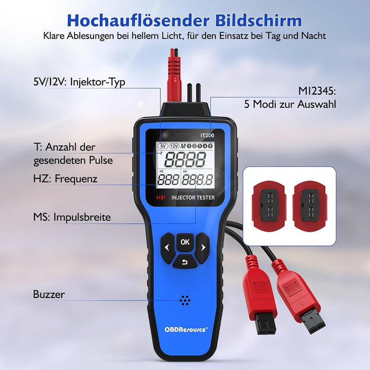 5V/12V Einspritzdüsen Tester Benzin,Einspritzdüsen Prüfgerät mit 5 Modi
