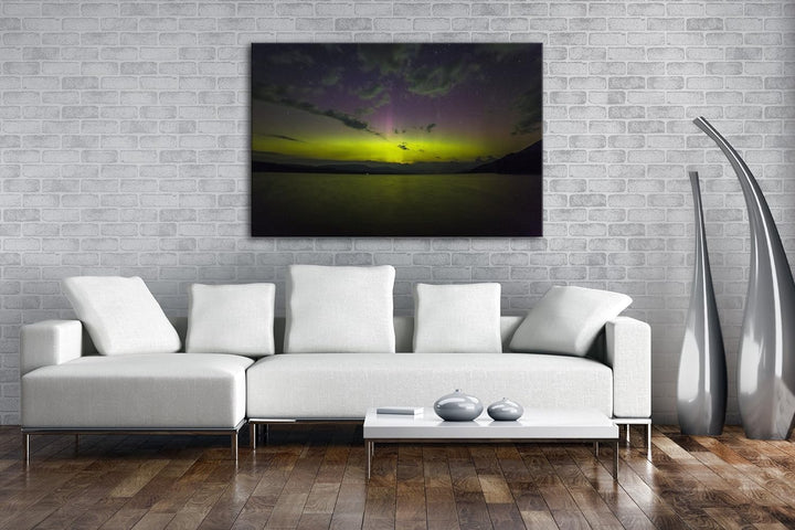 deyoli Dark Aurora Borealis Nordlicht im Format: 60x40 als Leinwandbild, Motiv fertig gerahmt auf Ec